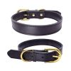 Genuine Leather Dog Collar; Wide Dog Collar; Soft Padded Breathable Adjustable Tactical Waterproof Pet Collar - Powder - M 42*2.0cm