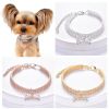 Necklace Cat Dog Three Row Rhinestone Zircon Bone Ornament Pet Collar - Silver - S