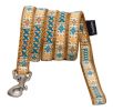 Touchdog 'Caliber' Designer Embroidered Fashion Pet Dog Leash And Harness Combination - Brown Pattern - Medium