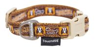 Touchdog 'Caliber' Designer Embroidered Fashion Pet Dog Leash And Collar Combination - Brown Pattern - Small