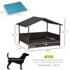 Wicker Dog House Elevated Raised Rattan Bed for Indoor/Outdoor with Removable Cushion Lounge, Blue - as Pic