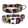 Dog Print Adjustable Collar; suitable For Large & Small Dogs - Dark Purple - S