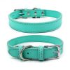 New Soft Puppy Collar For Dog And Cat; Leather Pet Collar Necklace For Small Medium Dog; adjustable dog collar - Light Blue - M:2cm*42cm