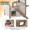 New Style Wood Pet House With Roof Balcony and Bed Shelter - white - Pets