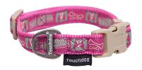 Touchdog 'Caliber' Designer Embroidered Fashion Pet Dog Leash And Collar Combination - Pink Pattern - Large