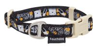 Touchdog 'Caliber' Designer Embroidered Fashion Pet Dog Leash And Collar Combination - Black Pattern - Small