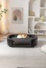 Scandinavian style Elevated Dog Bed Pet Sofa With Solid Wood legs and Black Bent Wood Back, Cashmere Cushion,Large Size - as Pic