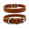 New Soft Puppy Collar For Dog And Cat; Leather Pet Collar Necklace For Small Medium Dog; adjustable dog collar - Light Brown - S:1.5cm*37cm