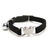 Pet Collar Adjustable Soft Collar With Bell For Dogs Kitten Cats - Black - one-size