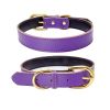 Genuine Leather Dog Collar; Wide Dog Collar; Soft Padded Breathable Adjustable Tactical Waterproof Pet Collar - purple - S 37*1.5cm