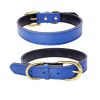 Genuine Leather Dog Collar; Wide Dog Collar; Soft Padded Breathable Adjustable Tactical Waterproof Pet Collar - Deep blue - XS 30*1.5cm