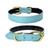 Genuine Leather Dog Collar; Wide Dog Collar; Soft Padded Breathable Adjustable Tactical Waterproof Pet Collar - Blue - XS 30*1.5cm