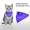 Adjustable Bandana Leather Pet Collar Triangle Scarf - Blue - S