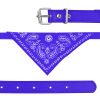 Adjustable Bandana Leather Pet Collar Triangle Scarf - Blue - S