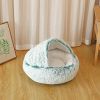 New Style Pet Cat Bed Dog Bed Round Plush Warm Cat's House Soft Long Plush Best Pet Bed Dogs For Cats Nest 2 In 1 Cat Accessorie - green - 50cm