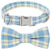 Plaid Dog Collar with Bow Pet Gift Adjustable Soft and Comfy Bowtie Collars for Small Medium Large Dogs - Style 1 - S 2.0x40cm