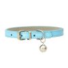 PU Leather Leash Pet Dog Collar Pet Supplies DIY Japanese Bell Cat Collar Bell - blue - 25cm