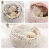 New Style Pet Cat Bed Dog Bed Round Plush Warm Cat's House Soft Long Plush Best Pet Bed Dogs For Cats Nest 2 In 1 Cat Accessorie - green - 65cm