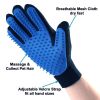 Dog Cat Pet Combs Grooming Deshedding Brush Gloves Effective Cleaning Back Massage Animal Bathing Fur Hair Removal - blue - Left