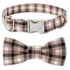 Plaid Dog Collar with Bow Pet Gift Adjustable Soft and Comfy Bowtie Collars for Small Medium Large Dogs - Style 5 - S 2.0x40cm