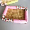 Breathable Pet Puppy Cooling Mat Bed Summer Protection Cervical Spine Cat Dog Ice Mat Square Rattan Kennel Supplies - pink - 50cm*40cm*7cm