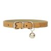 PU Leather Leash Pet Dog Collar Pet Supplies DIY Japanese Bell Cat Collar Bell - gold - 25cm