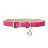 PU Leather Leash Pet Dog Collar Pet Supplies DIY Japanese Bell Cat Collar Bell - rose red - 30cm