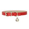 PU Leather Leash Pet Dog Collar Pet Supplies DIY Japanese Bell Cat Collar Bell - red - 25cm