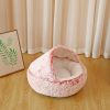 New Style Pet Cat Bed Dog Bed Round Plush Warm Cat's House Soft Long Plush Best Pet Bed Dogs For Cats Nest 2 In 1 Cat Accessorie - pink - 65cm