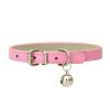 PU Leather Leash Pet Dog Collar Pet Supplies DIY Japanese Bell Cat Collar Bell - pink - 25cm