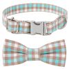 Plaid Dog Collar with Bow Pet Gift Adjustable Soft and Comfy Bowtie Collars for Small Medium Large Dogs - Style 5 - S 2.0x40cm