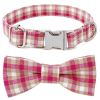 Plaid Dog Collar with Bow Pet Gift Adjustable Soft and Comfy Bowtie Collars for Small Medium Large Dogs - Style 3 - M 2.5x50cm