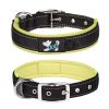 Pet dog collar; diving cloth reflective nylon collar; medium and large dog collar - Black ribbon: green - L 2.5*(48-58)CM