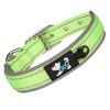 Pet dog collar; diving cloth reflective nylon collar; medium and large dog collar - Color ribbon: green - L 2.5*(48-58)CM