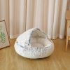 New Style Pet Cat Bed Dog Bed Round Plush Warm Cat's House Soft Long Plush Best Pet Bed Dogs For Cats Nest 2 In 1 Cat Accessorie - grey - 65cm