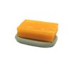 Soap Holder 2-in-1 Silicone + Soft Bath Brush Soap Box for Home Travel Soap Dish Bathroom Accessories - Green