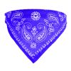 Adjustable Bandana Leather Pet Collar Triangle Scarf - Blue - S