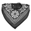 Adjustable Bandana Leather Pet Collar Triangle Scarf - Black - L