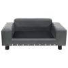 Dog Sofa Gray 31.9"x16.9"x12.2" Plush and Faux Leather - Grey