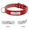 PU Leather Dog Collar Durable Padded Personalized Pet ID Collars Customized for Small Medium Large Dogs Cat Red Black Brown - Black - S