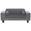 Dog Sofa Gray 31.9"x16.9"x12.2" Plush and Faux Leather - Grey