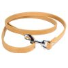 PU Leather Cat Dog Leash Soft Walking Dog Collar Leash Running Training Dog Harness Lead Leash Puppy Pet Small Dog Leash Belt - Sand Yellow - 1.5x120c