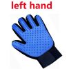 Dog Cat Pet Combs Grooming Deshedding Brush Gloves Effective Cleaning Back Massage Animal Bathing Fur Hair Removal - blue - Left