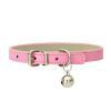 PU Leather Leash Pet Dog Collar Pet Supplies DIY Japanese Bell Cat Collar Bell - pink - 30cm