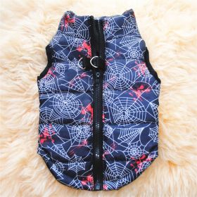 New Dog Clothes Winter Thickened Dog Cotton-padded Jacket Waistcoat Vest Down Silk Cotton Traction Buckle (Option: Spider-XS)