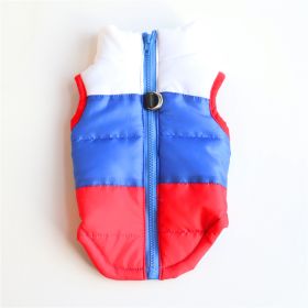 New Dog Clothes Winter Thickened Dog Cotton-padded Jacket Waistcoat Vest Down Silk Cotton Traction Buckle (Option: Bright Red-L)